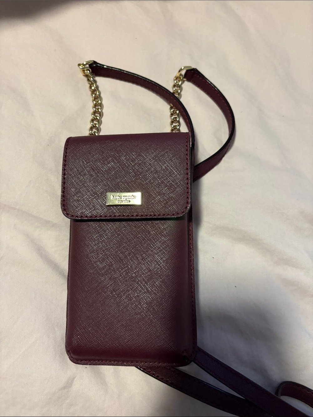 Kate Spade Plum Crossbody Phone Bag with Gold Chain